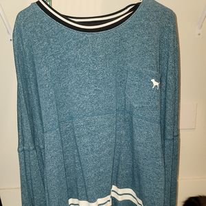 Teal Vintage Varsity VS Pink Sweater